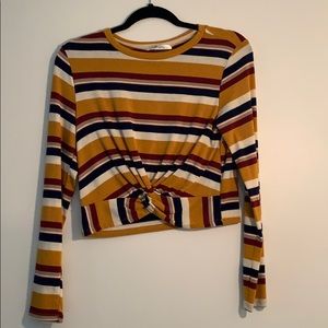 front tie striped shirt